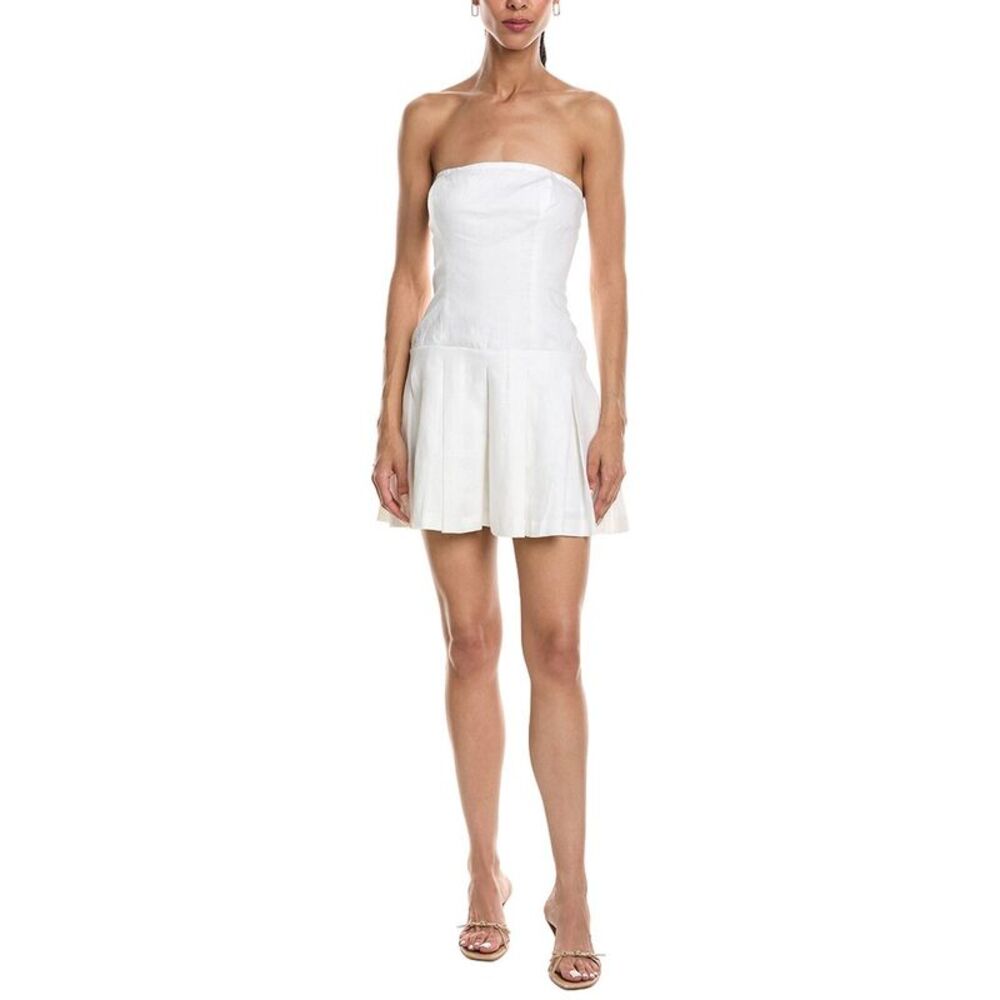 Reveriee Womens  Sleeveless Linen Mini Dress, White